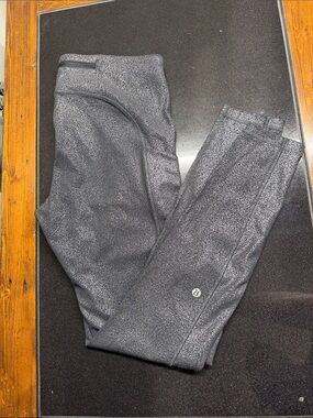 Lululemon Metallic Sparkle Leggings - Silver Charcoal, Size 8